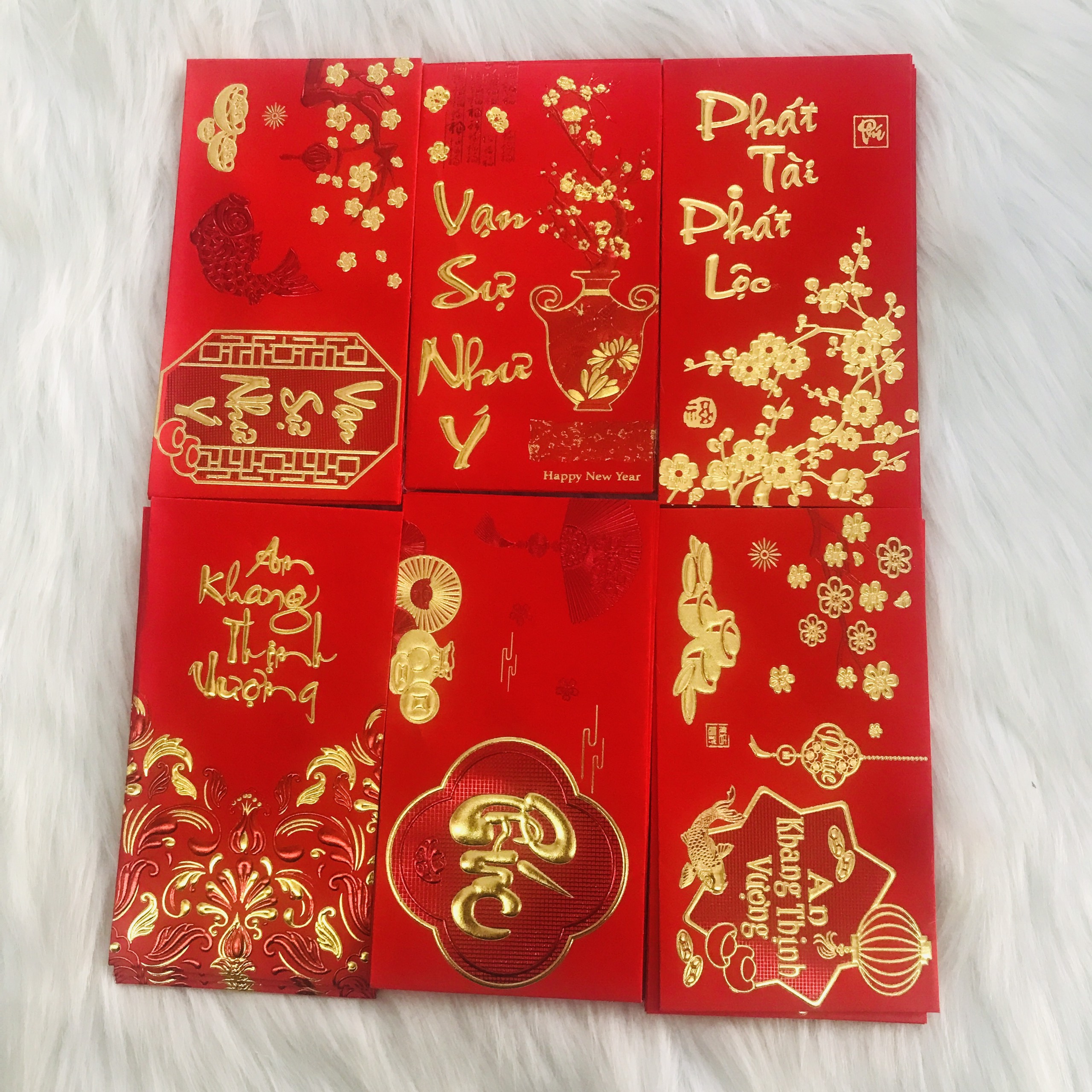 Bao lì xì combo 6 cái Phong bao 10 x18cm