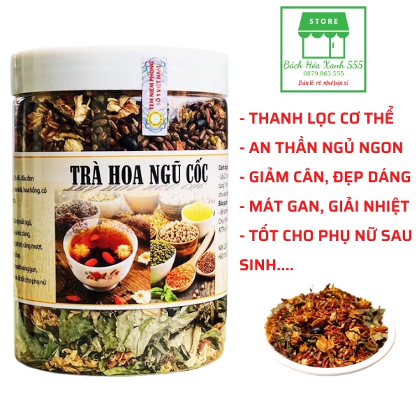 SỈ 10 HỘP  Trà hoa ngũ cốc mát gan, trà hoa thương hiệu Việt giải nhiệt mùa hè, thanh lọc cơ thể (300gr)