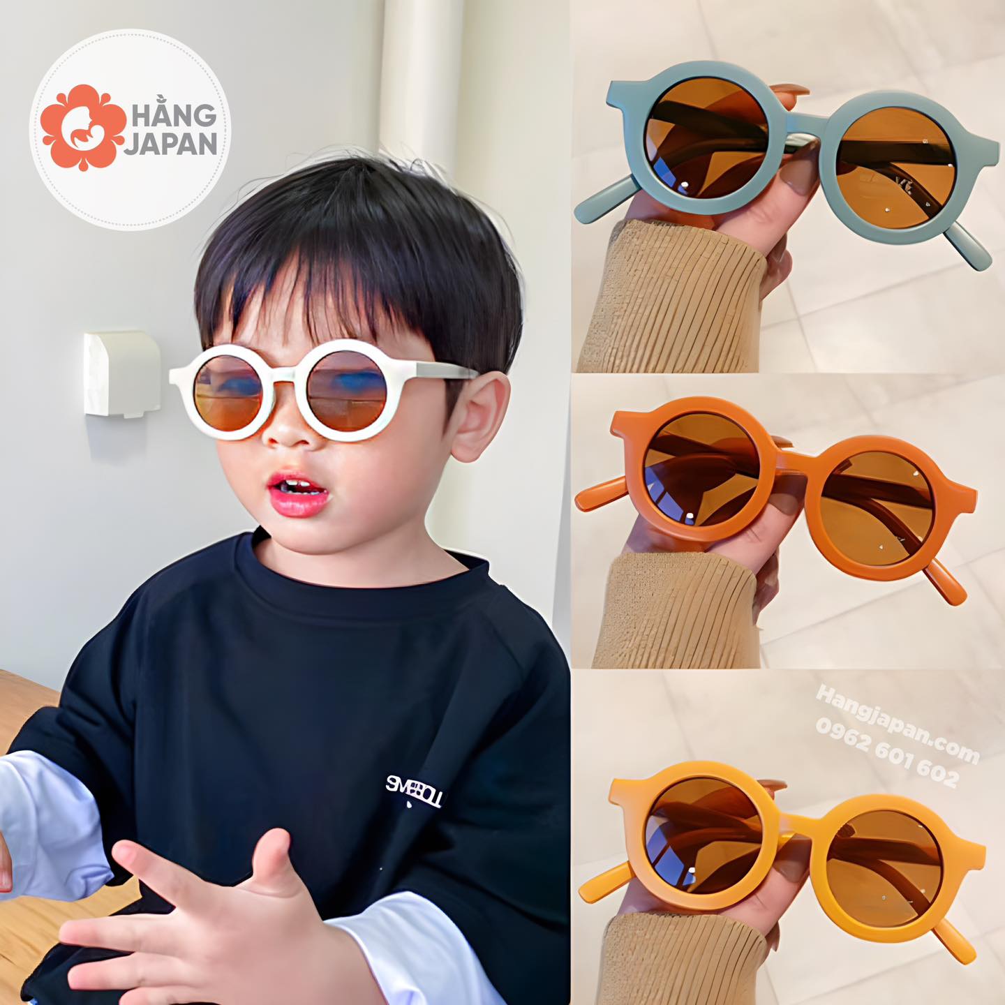 Mắt kính trẻ em hình tròn Vintage màu ngẫu nhiên