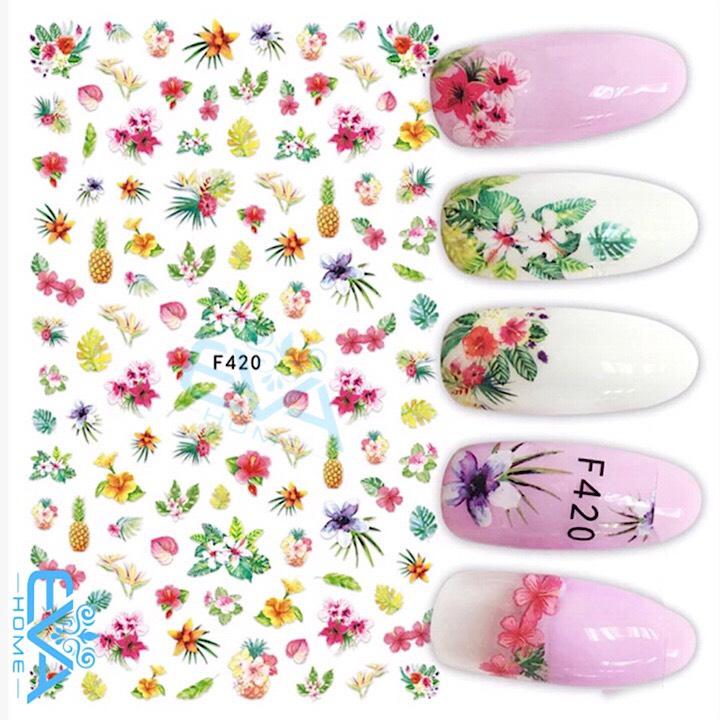 [HCM]Miếng Dán Móng Tay 3D Nail Sticker Tráng Trí Hoạ Tiết Bông Hoa F420