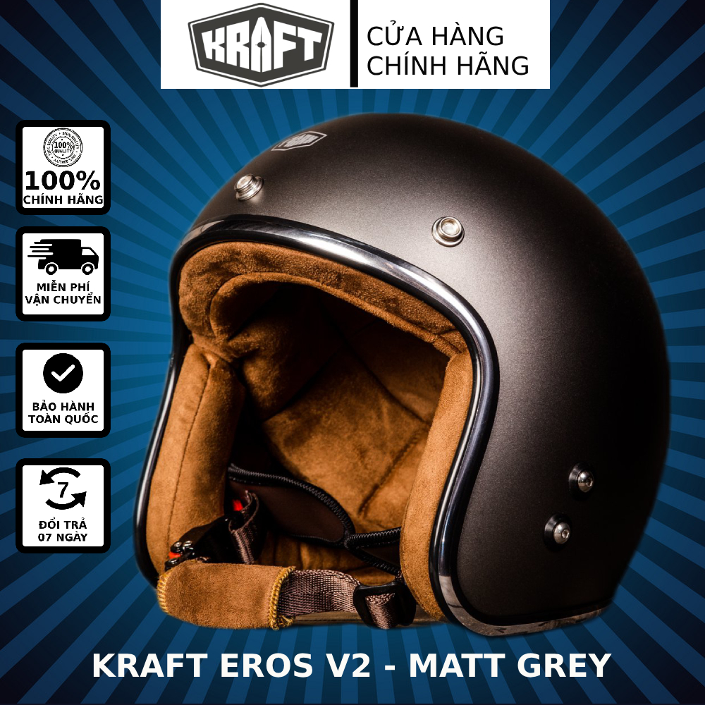 Mũ bảo hiểm KRAFT Eros - Màu Xám mờ