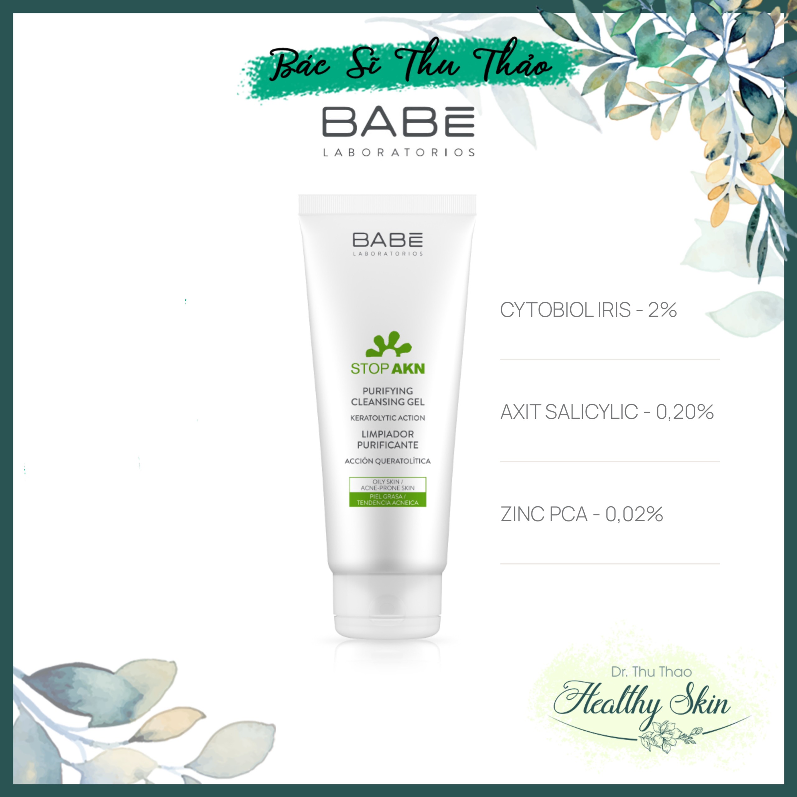 [HCM]SỮA RỬA MẶT BABE STOP AKN PURIFYING CLEANSING GEL
