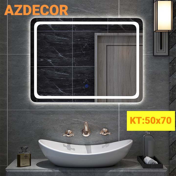 Gương nhà tắm, gương soi led phun cát mặt KT50x70cm
