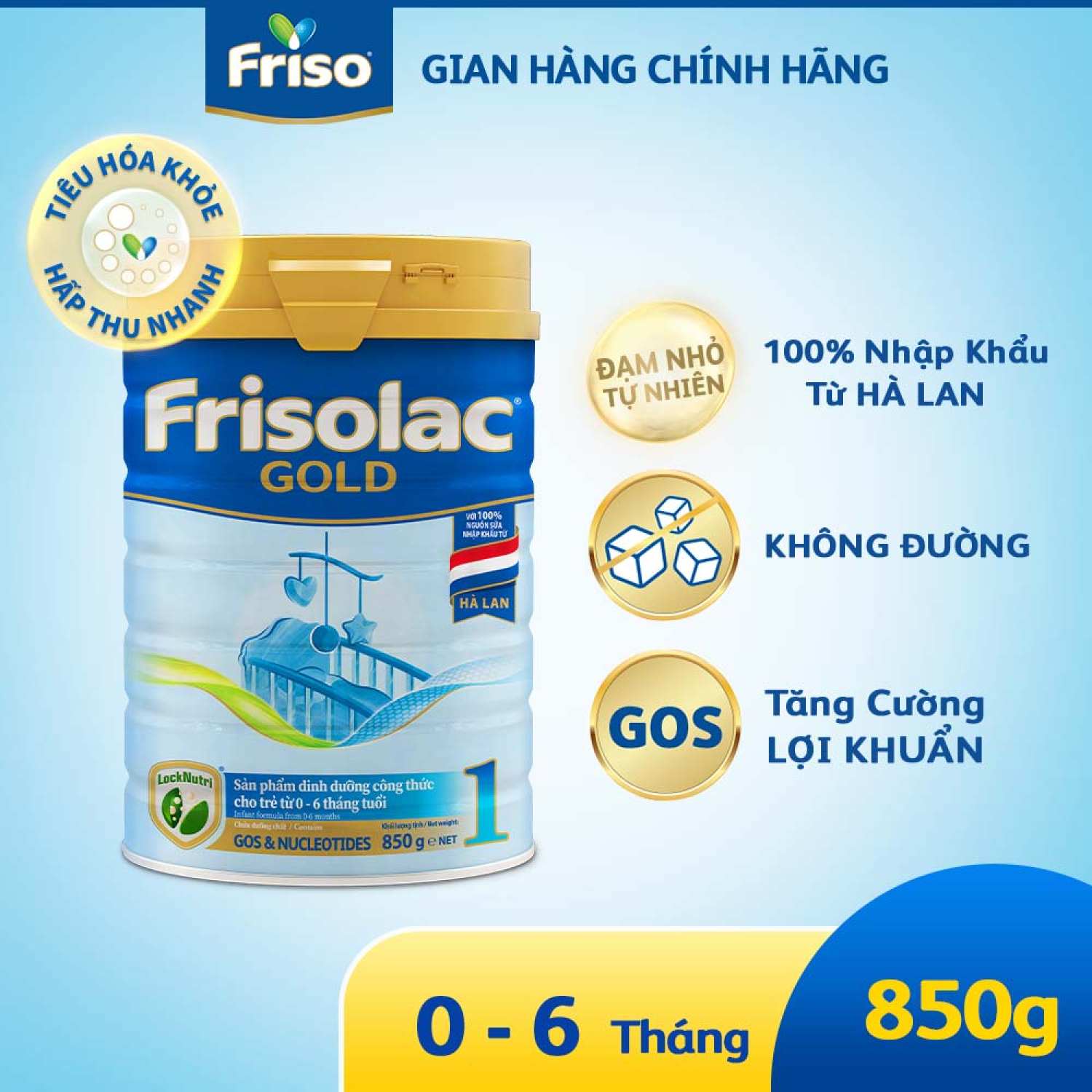 FREESHIP + VOUCHER MAX  Sữa bột Frisolac Gold 1 lon thiếc 850G-cho trẻ