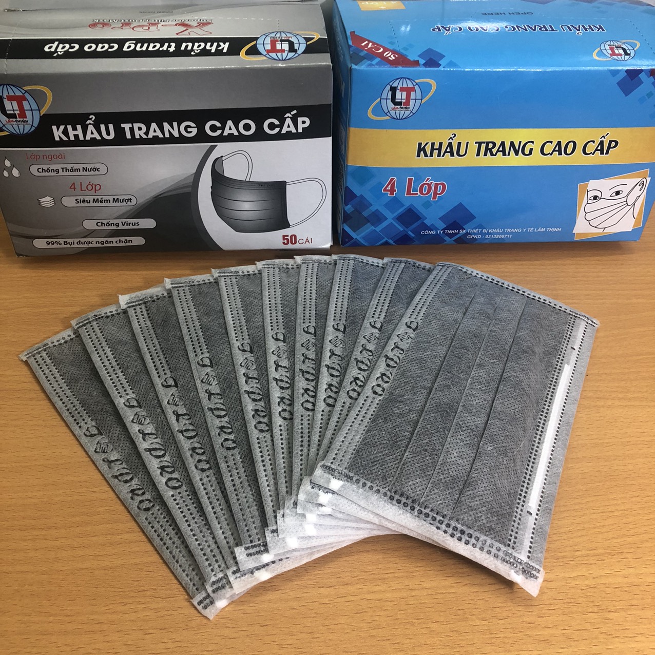 KHẨU TRAN Y TẾ MÀU XÁM, LOẠI 4 LỚP HỘP 50 CÁI