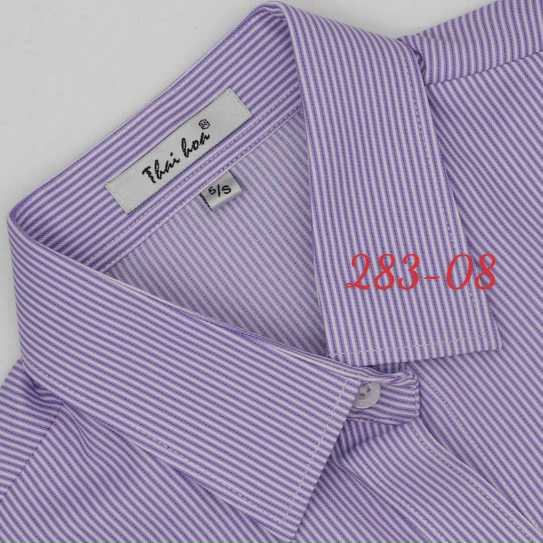 Thái Hoà Chính Hãng Áo sơ mi vải sợi tre kẻ sọc thẳng màu tím 283