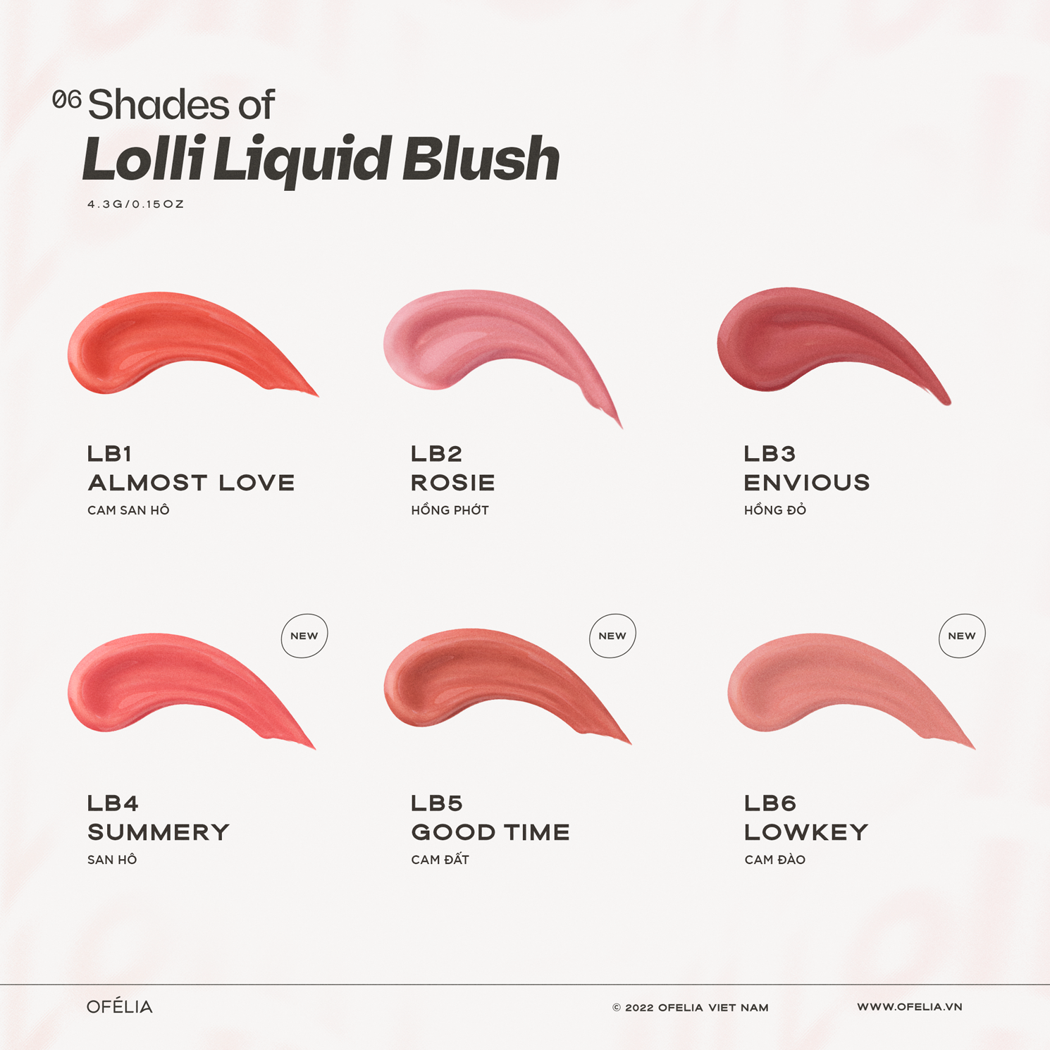 Má Hồng Kem OFÉLIA Lolli Liquid Blush (4.3g)