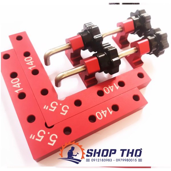 Bộ vam vuông góc , ke góc vuông, chất lượng cao 140x140mm nhôm Anode màu đỏ