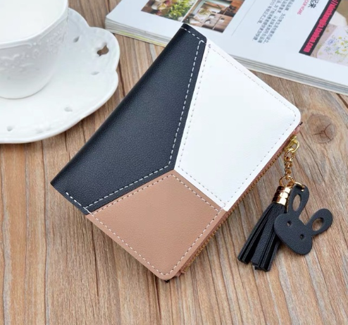 Ví bóp nữ cầm tay mini ngắn phối 3 màu