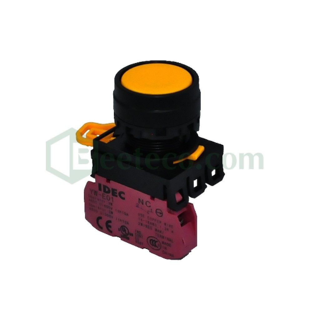 YW1B-A1E: Nút nhấn Idec phi 22, không đèn, loại nhấn giữ