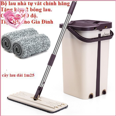 Cây lau nhà - bộ cây lau nhà thông minh kèm thùng lớn - tự vắt - tiện lợi - lau nhà 360 - kèm 2 miếng lau - bảo hành 6 tháng tại shop
