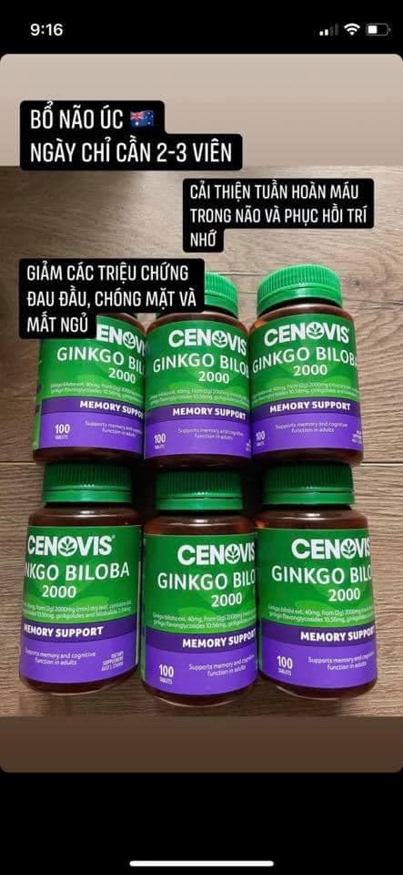 bổ não Cenovis Ginkgo Biloba 2000 (Úc)