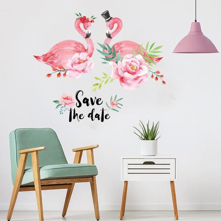 Decal dán tường đôi chim Hồng Hạc JM7340