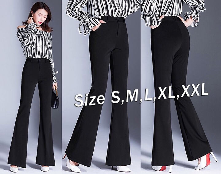 Quần dài thun lưng cao 2 túi ống loe