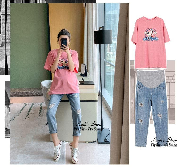 Quần Jean Bầu Năng Động Q234