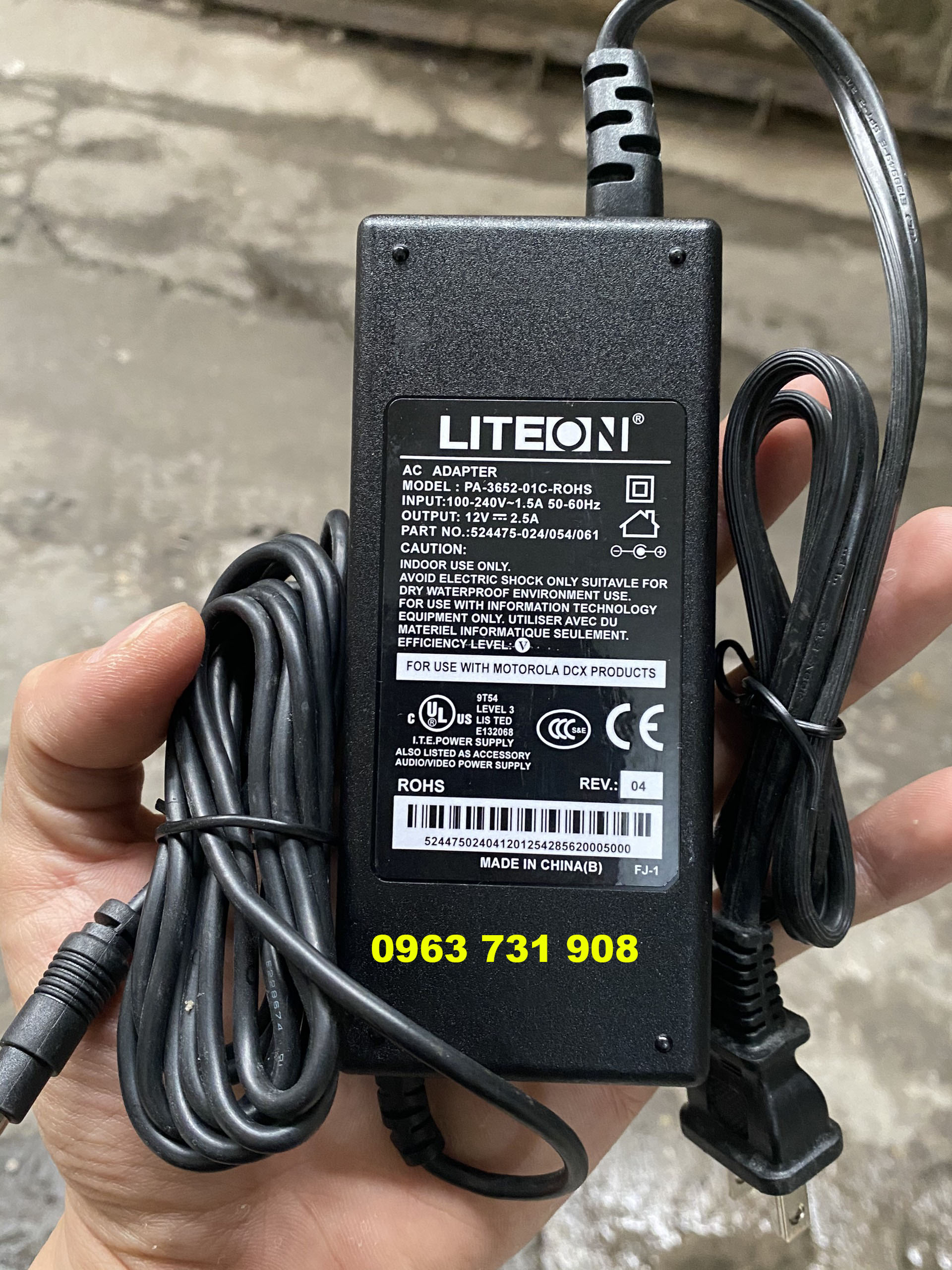 Nguồn sạc 12V-2.5A chuẩn Liteon