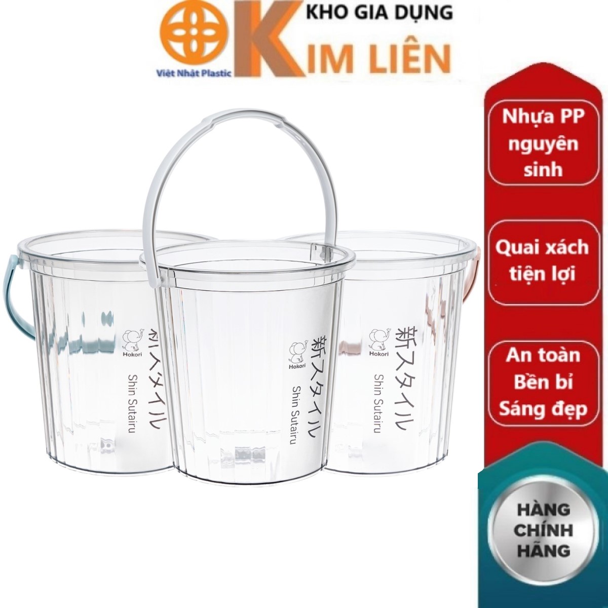Xô trong 10l hokori nhựa việt nhật cao cấp - quai xách, đựng nước, đá - chính hãng 5228