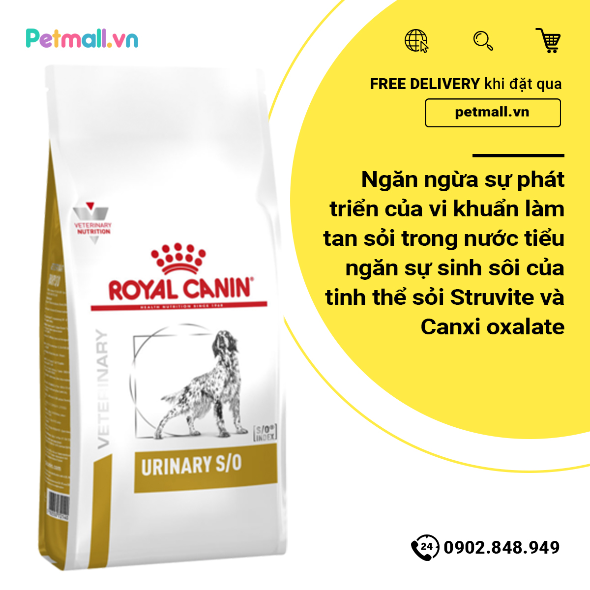 Thức ăn chó Royal Canin Urinary S/O Canine 2kg - Hỗ trợ sỏi bàng quang PETMALL.VN