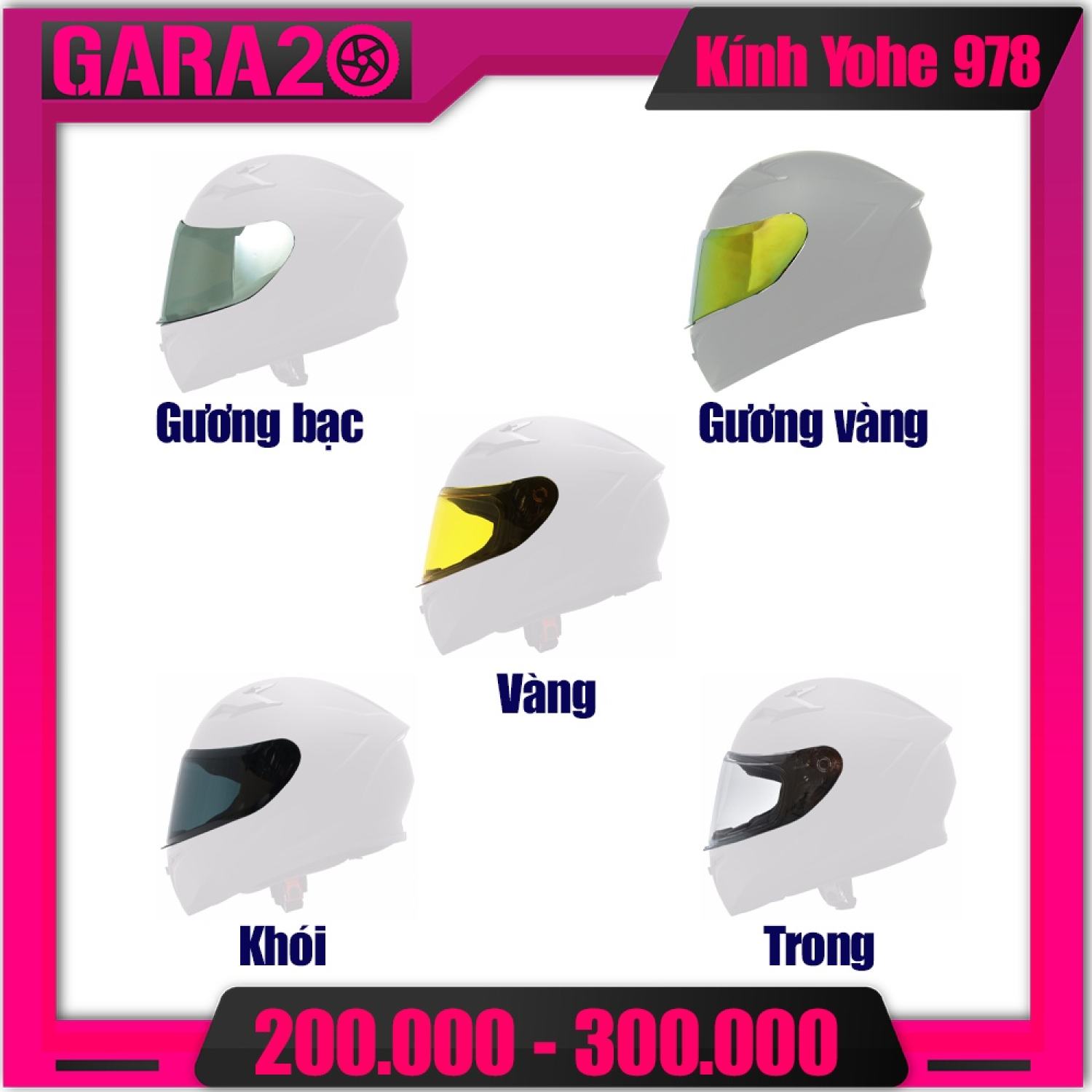 KÍNH MŨ FULLFACE YOHE 978/977/981 - (KHÔNG BAO GỒM MŨ BẢO HIỂM)