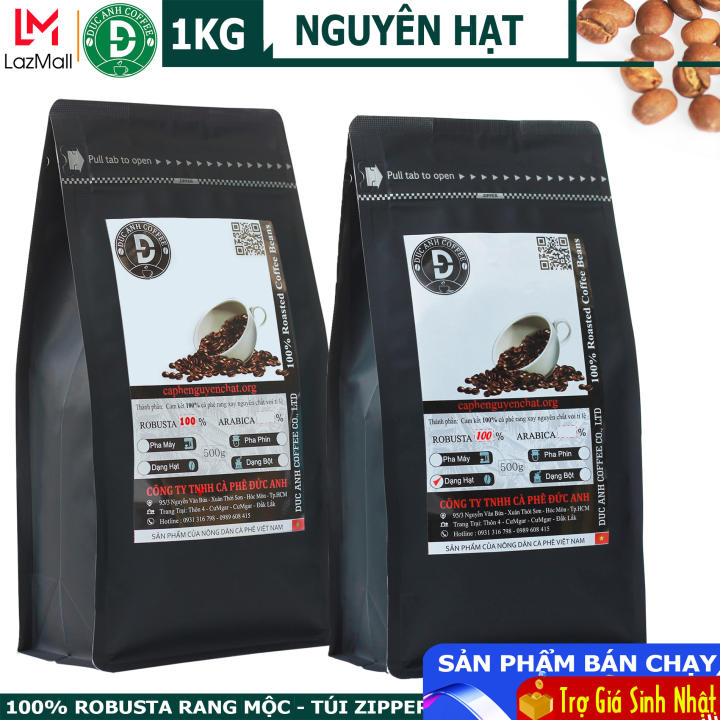 1kg Cà phê Robusta NGUYÊN HẠT rang mộc – Đặc tính đậm vị, hậu ngọt – Sản phẩm được chọn lọc kỹ, phù hợp pha phin & pha máy DUC ANH COFFEE – cà phê… – DUC ANH COFFEE – top1shop