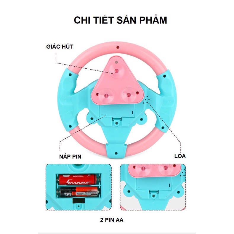 Đồ Chơi Vô Lăng gắn xe hơi xoay 360 độ Cho Bé có âm thanh - Smart Baby