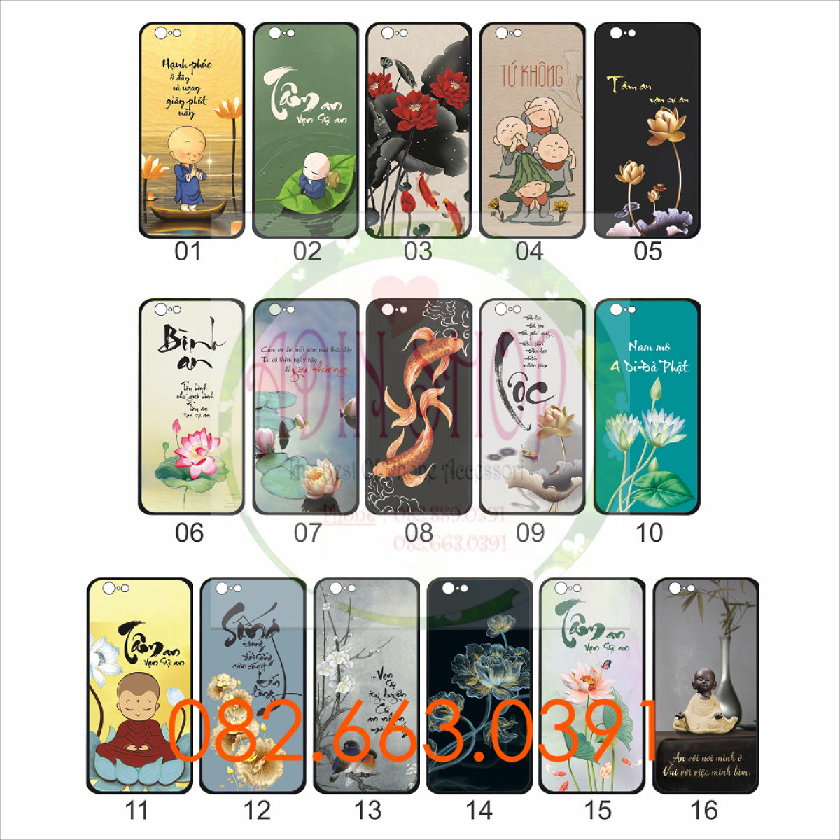 Ốp lưng ép kính Iphone 5/5s/6/6s/6plus/6s plus/7/8/7plus/8plus in hình thư pháp