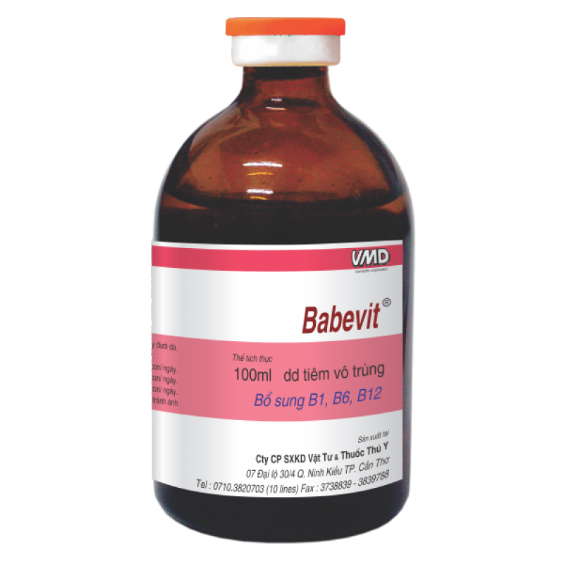 Thuốc tiêm bổ sung vitamin nhóm B cho chó mèo Babevit (Chai 100ml), Vemedim