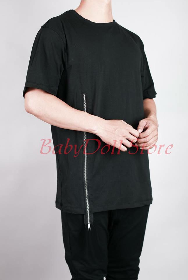 Áo thun nam phối zip