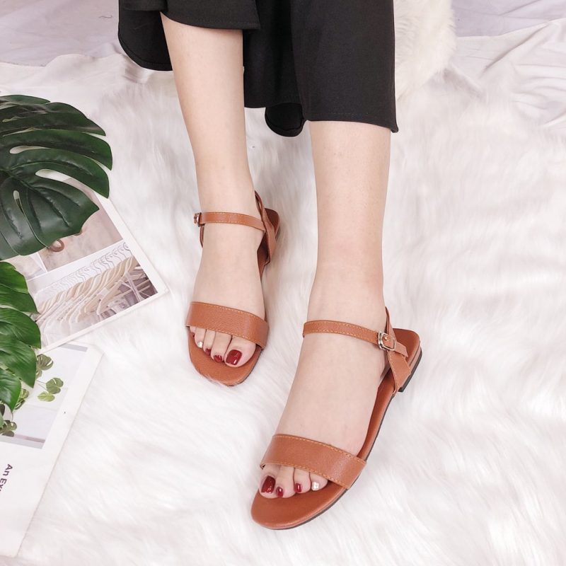 Giày sandal quai ngang hở gót da mờ đơn giản - SD-0149