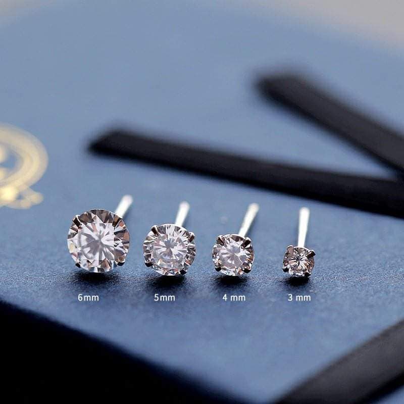 1 chiếc nụ tai bạc đá trắng cỡ 5mm