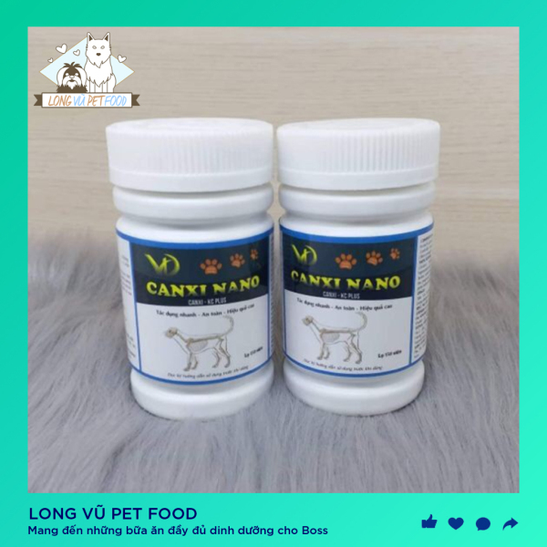 Canxi nano chó mèo phục hồi bị hạ bàn cụp tai (150viên/lọ) - Long Vũ Pet Food
