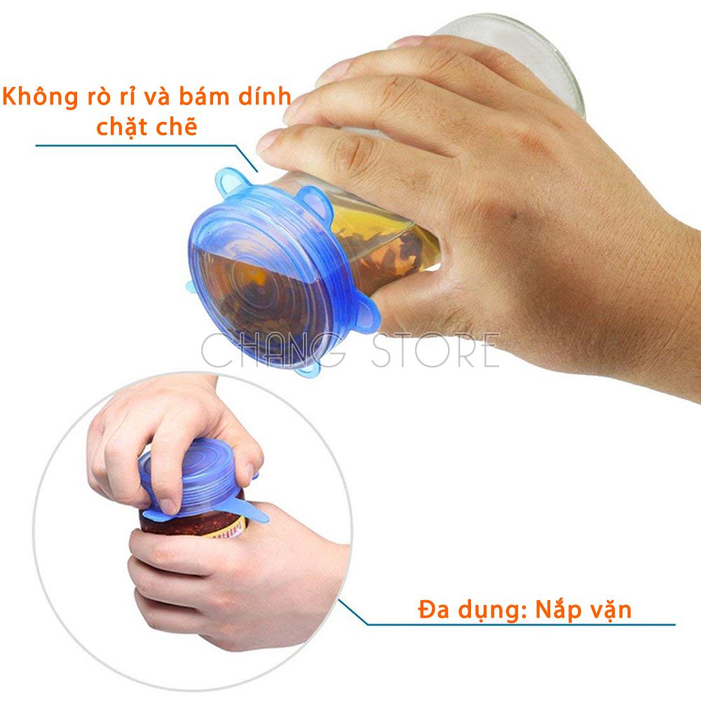 Bộ 6 Nắp Đậy Silicon Thay Thế Màng Bọc Thực Phẩm