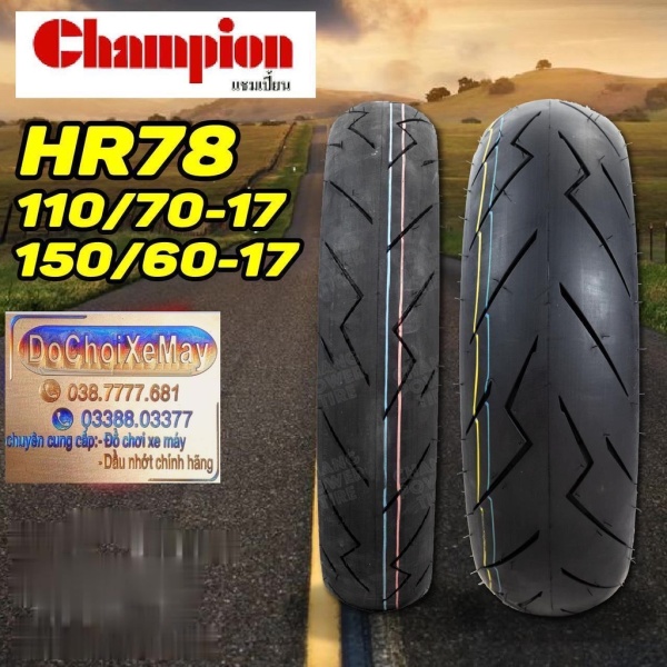 Vỏ lốp Champion 110/70-17 và 150/60-17 gai Rosso Sport hàng Thailand bánh r17 cho Z400 R3 CB300 các loại . DoChoiXeMay
