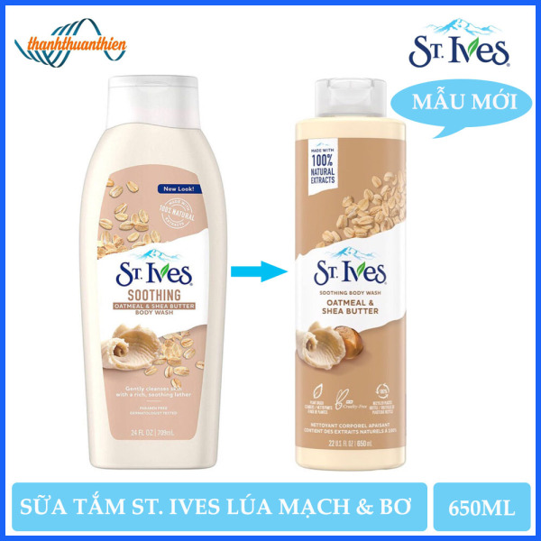 [Mẫu Mới] Sữa Tắm St.Ives Lúa Mạch Và Bơ Oatmeal & Shea Butter Body Wash (650ml)