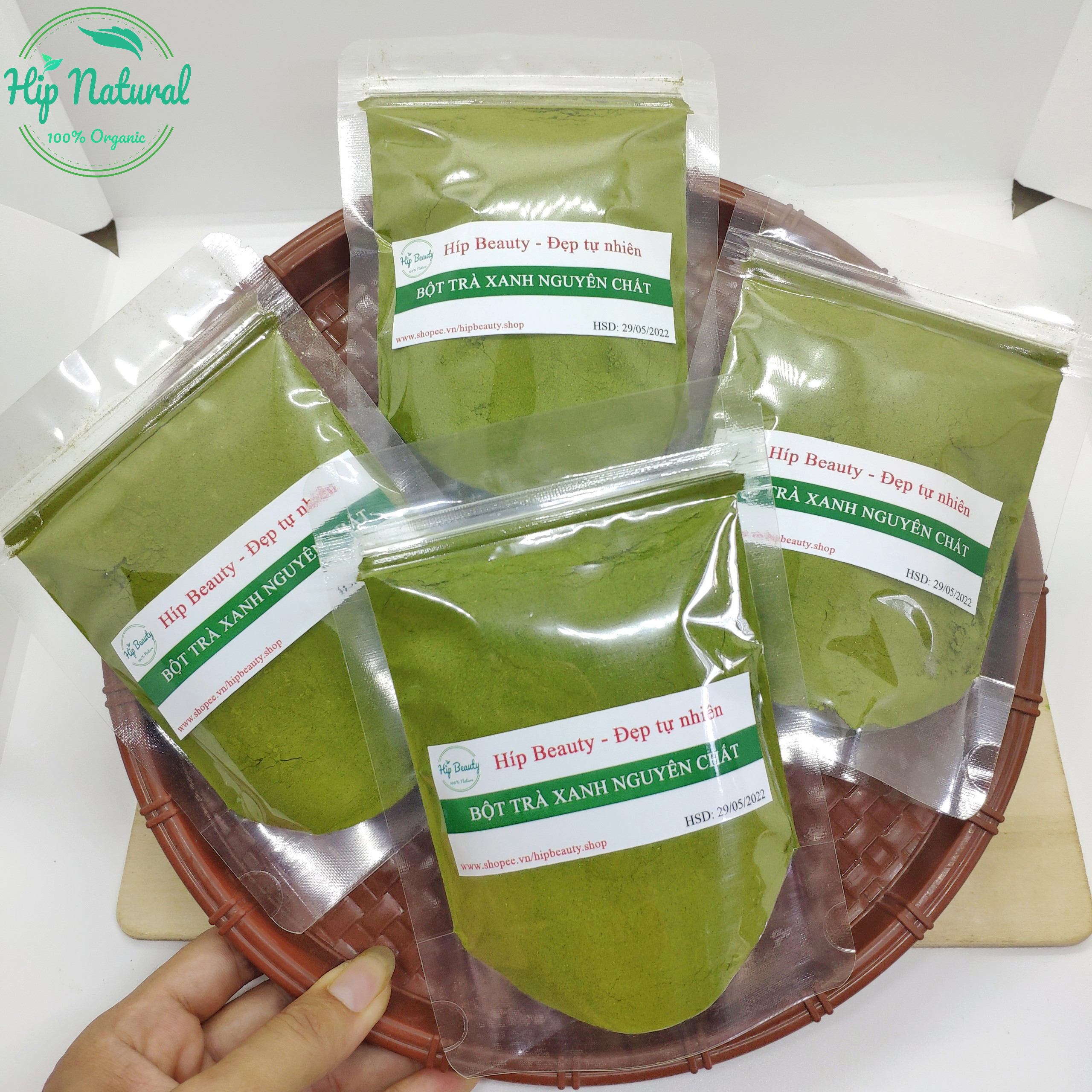 100GR Bột trà xanh nguyên chất, bột trà xanh đắp mặt dưỡng trắng da, giảm thâm mụn