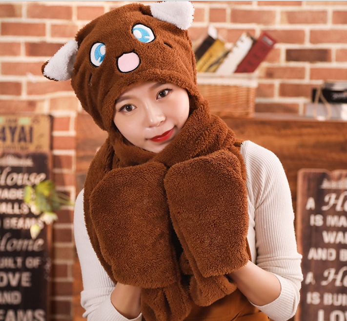 Mũ tai thỏ tiktok 3in1 (khăn quàng cổ, bóp vẫy tai, có túi ấm tay) - SP2653 new