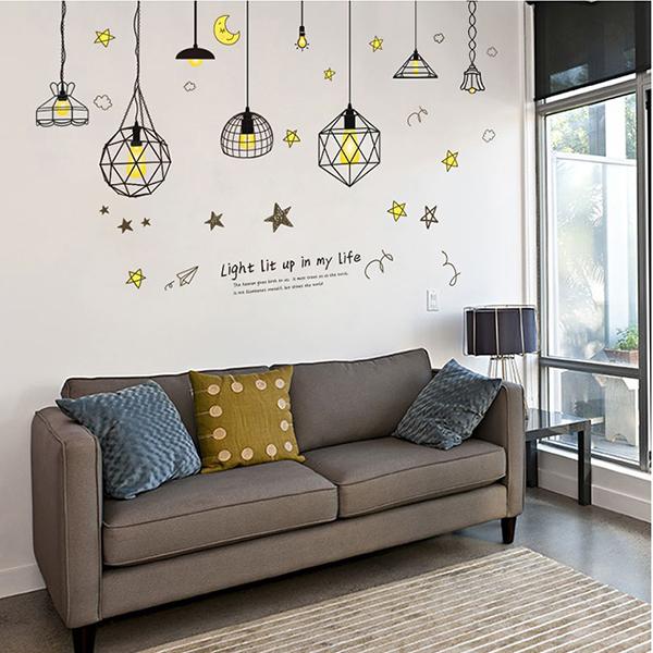 DECAL DÁN TƯỜNG CHÙM ĐÈN SAO VÀNG