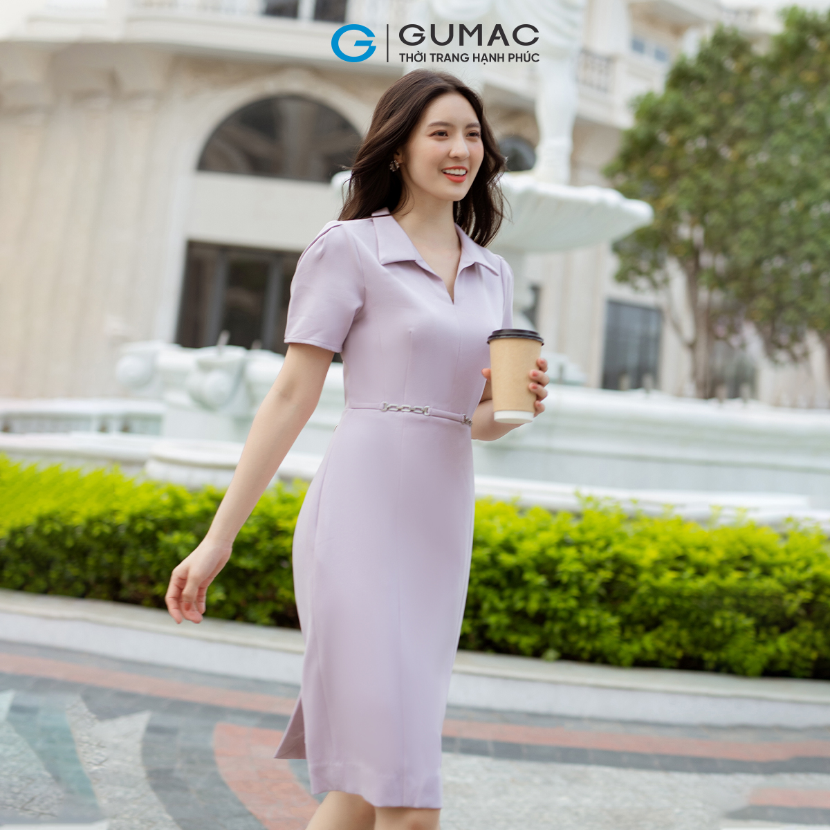 Đầm nữ bút chì khoen eo GUMAC DD07066