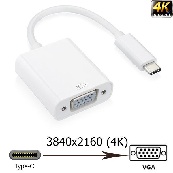 Cáp chuyển Type-C ra VGa, Type-C to VGA, USB C ra VGA (cổng cái)