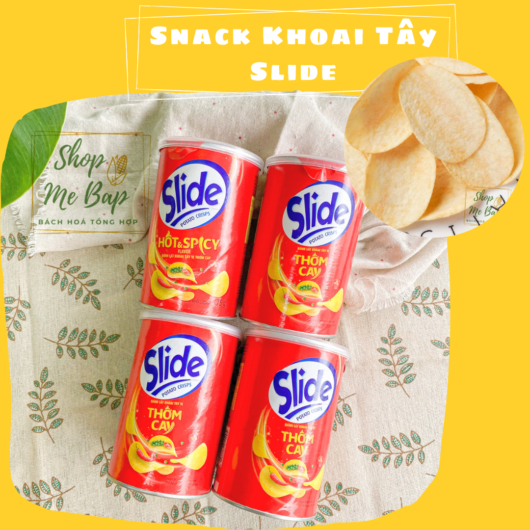 Bánh lát Snack Khoai Tây Slide 75g - Vị Thơm Cay - Shop Mẹ Bắp HSD 2023
