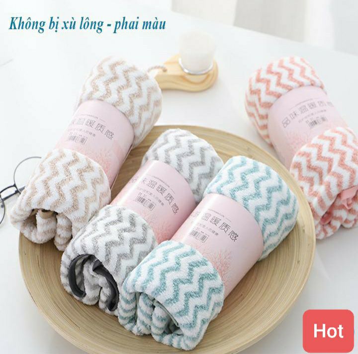 [HCM]Khăn Mặt Lông Cừu Xuất HÀN Vân Kẻ Sọc