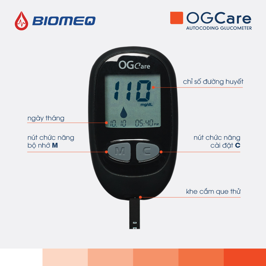 Trọn Bộ Máy Đo Đường Huyết OGCARE (kèm 25 que thử + 100 kim)