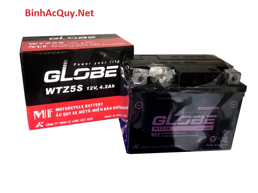 Ắc quy xe máy Globe WTZ5S - cho Honda AirBlade, Yamaha Nouvo, Exciter, Jupiter