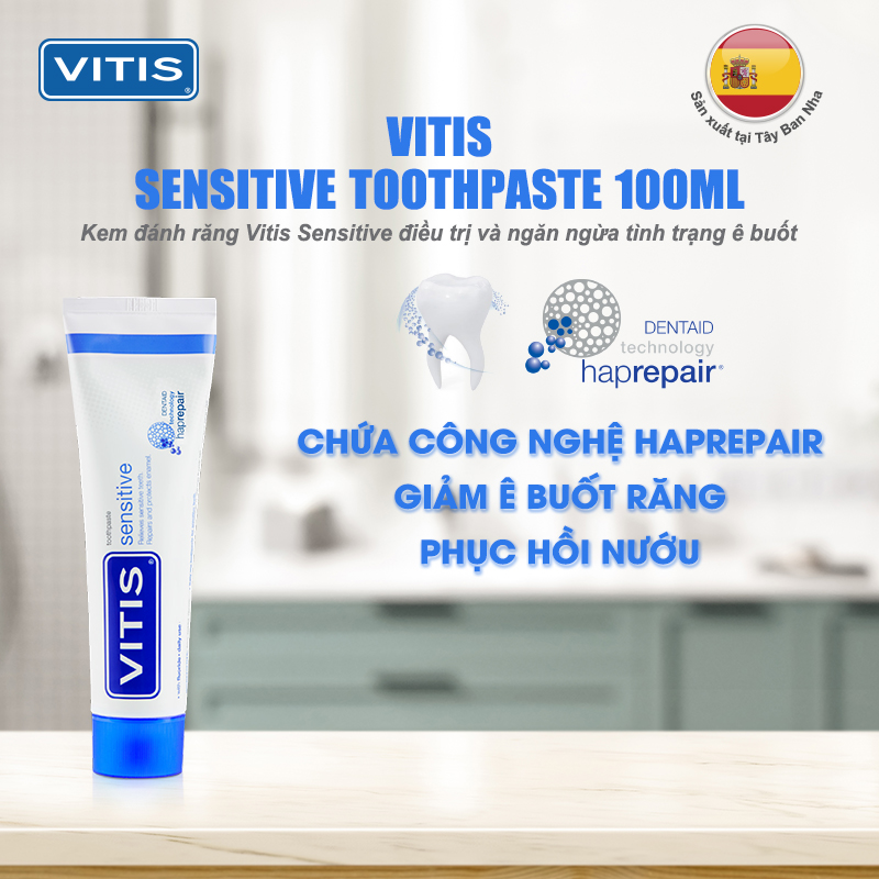 Kem đánh răng ngăn ngừa ê buốt Vitis Sensitive Toothpaste 100ml | Oralmart
