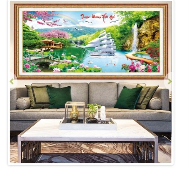 Tranh thêu chữ thập con thuyền vượt biển lv3355-Siêu thị tranh thêu