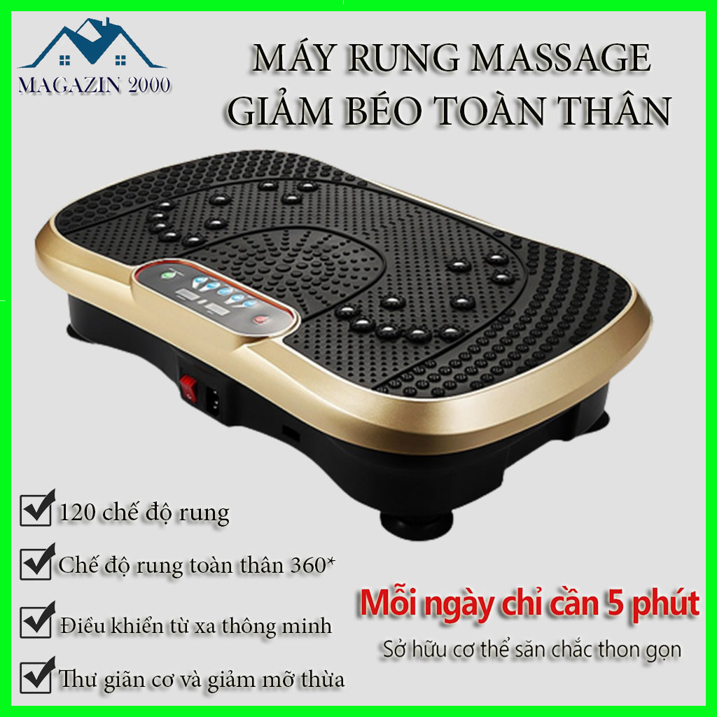 Máy rung lắc toàn thân, Máy rung massage giảm béo 120 chế độ rung trọng ...