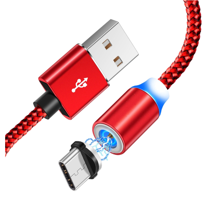 Cáp Sạc Từ Hút Nam Châm Đầu  Lightning - Micro Usb - Type C - Dây Dù - Xoay 360 Độ