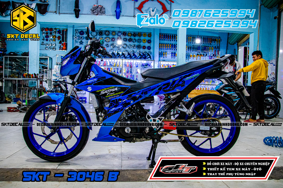 tem rời satria xanh đen phong cách zin