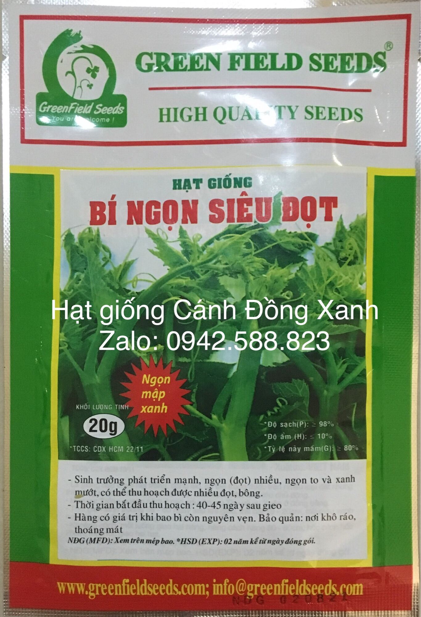 Hạt giống Bí ngọn siêu đọt 20g