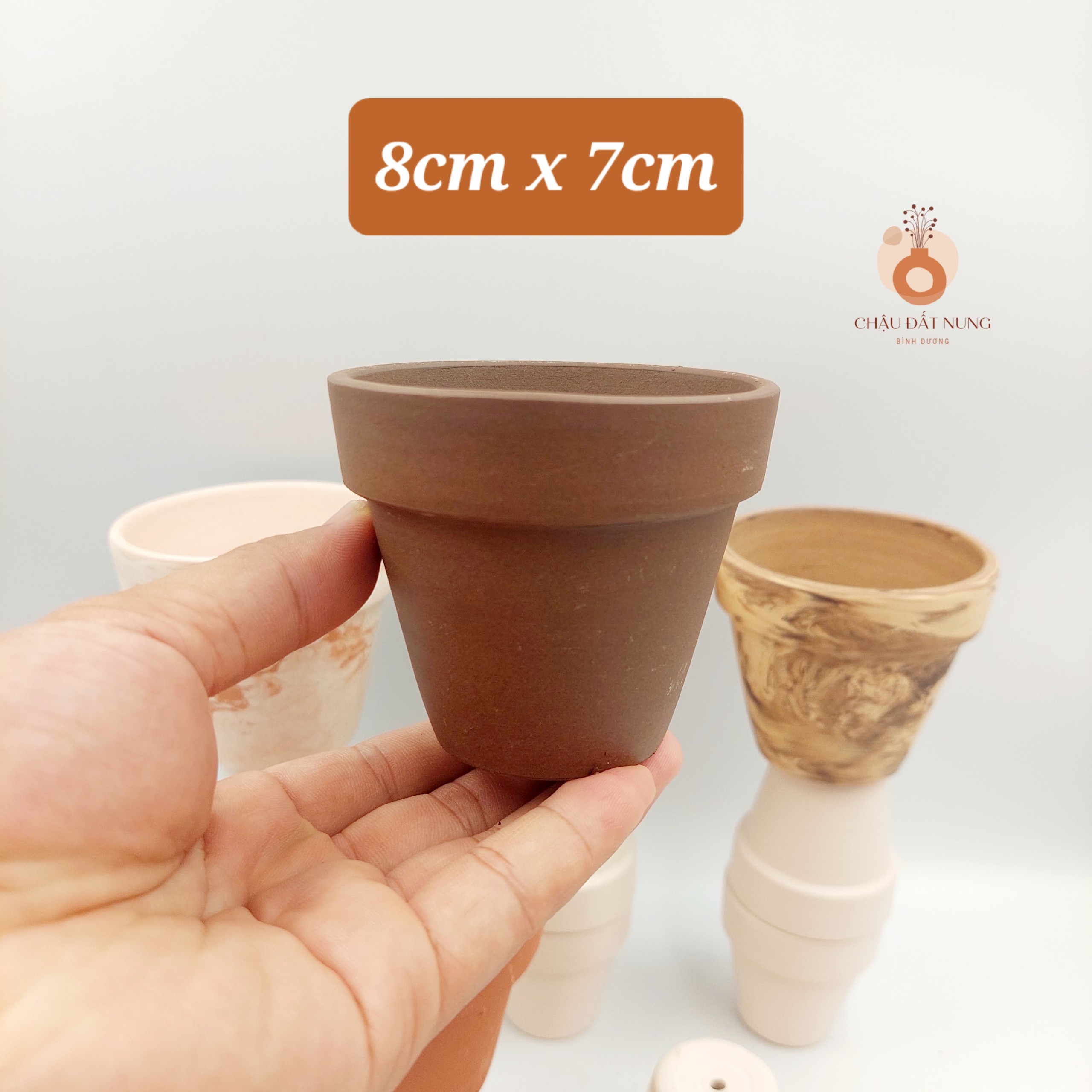 Chậu đất nung, chậu sen đá - Ly gờ 87, miệng chậu 8cm, chiều cao 7cm